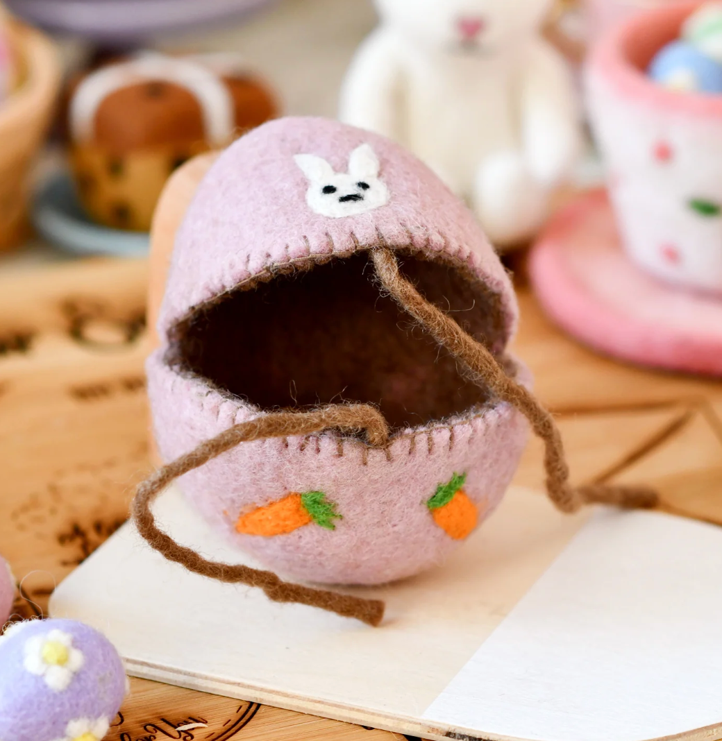 Felt Egg Cover - Pink With Bunny Motif