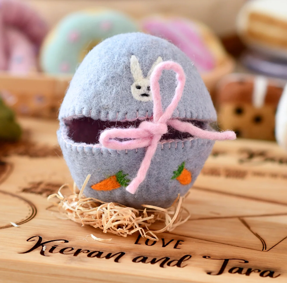 Felt Egg Cover - Purple With Bunny Motif