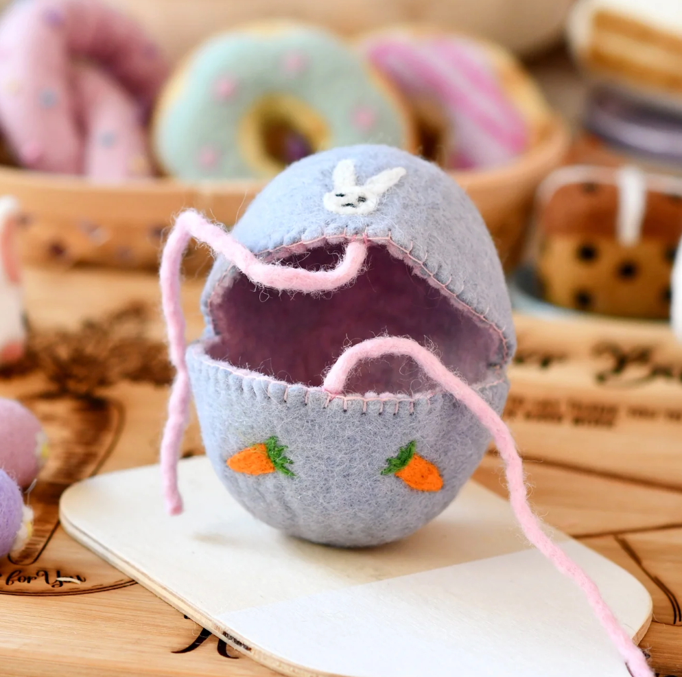 Felt Egg Cover - Purple With Bunny Motif