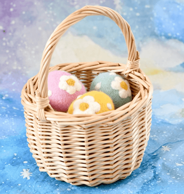 Felt Teal Floral And Dots Egg - The Curated Parcel