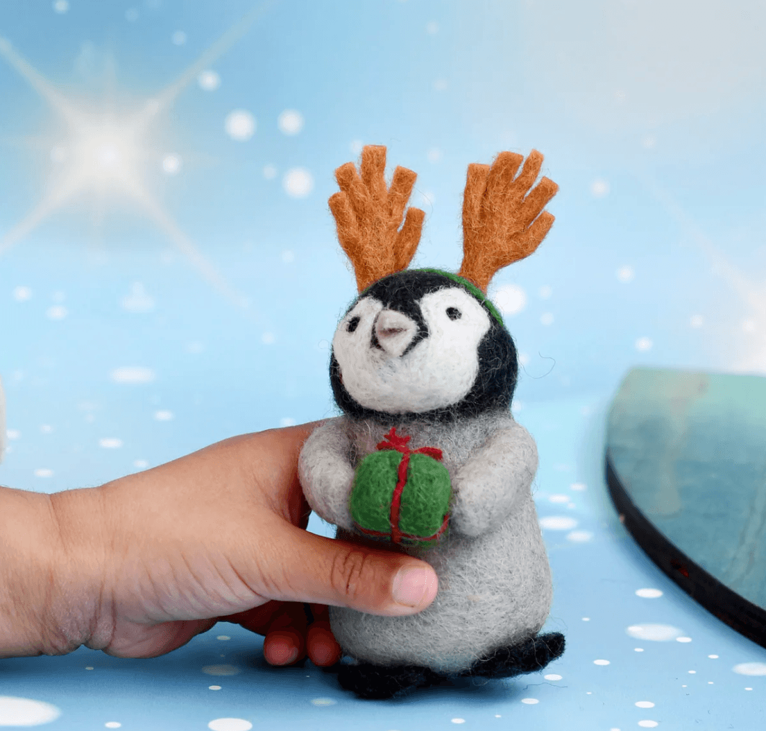 Tara Treasures // Felt Penguin with Present Toy