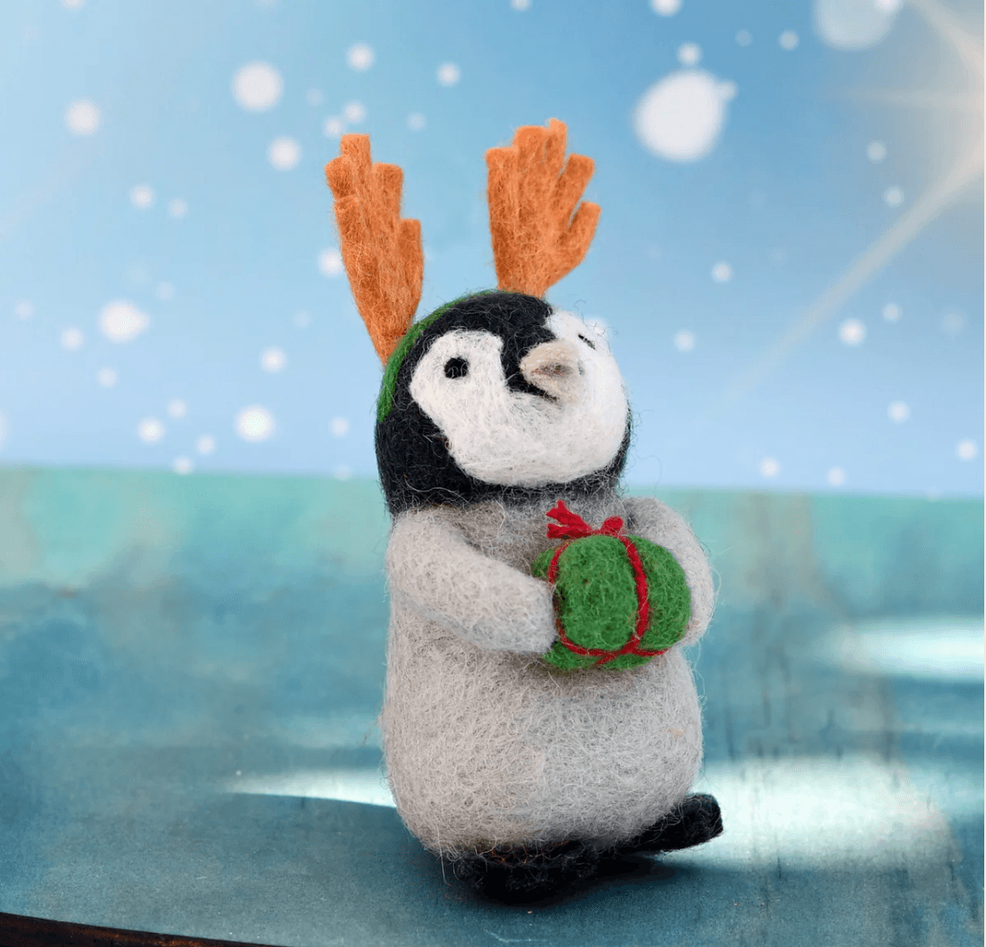 Tara Treasures // Felt Penguin with Present Toy