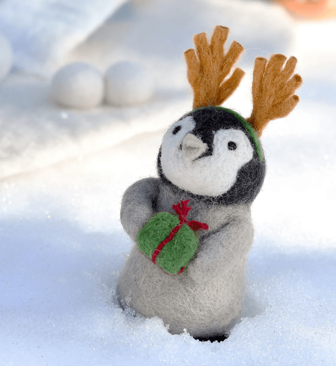 Tara Treasures // Felt Penguin with Present Toy