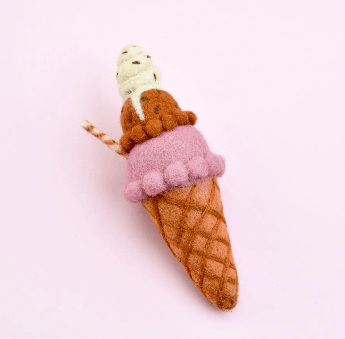 Tara Treasures // Felt Neopolitan (Harlequin) Ice Cream