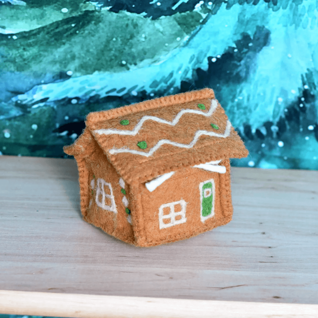 Tara Treasures // Felt Gingerbread House with Green Door