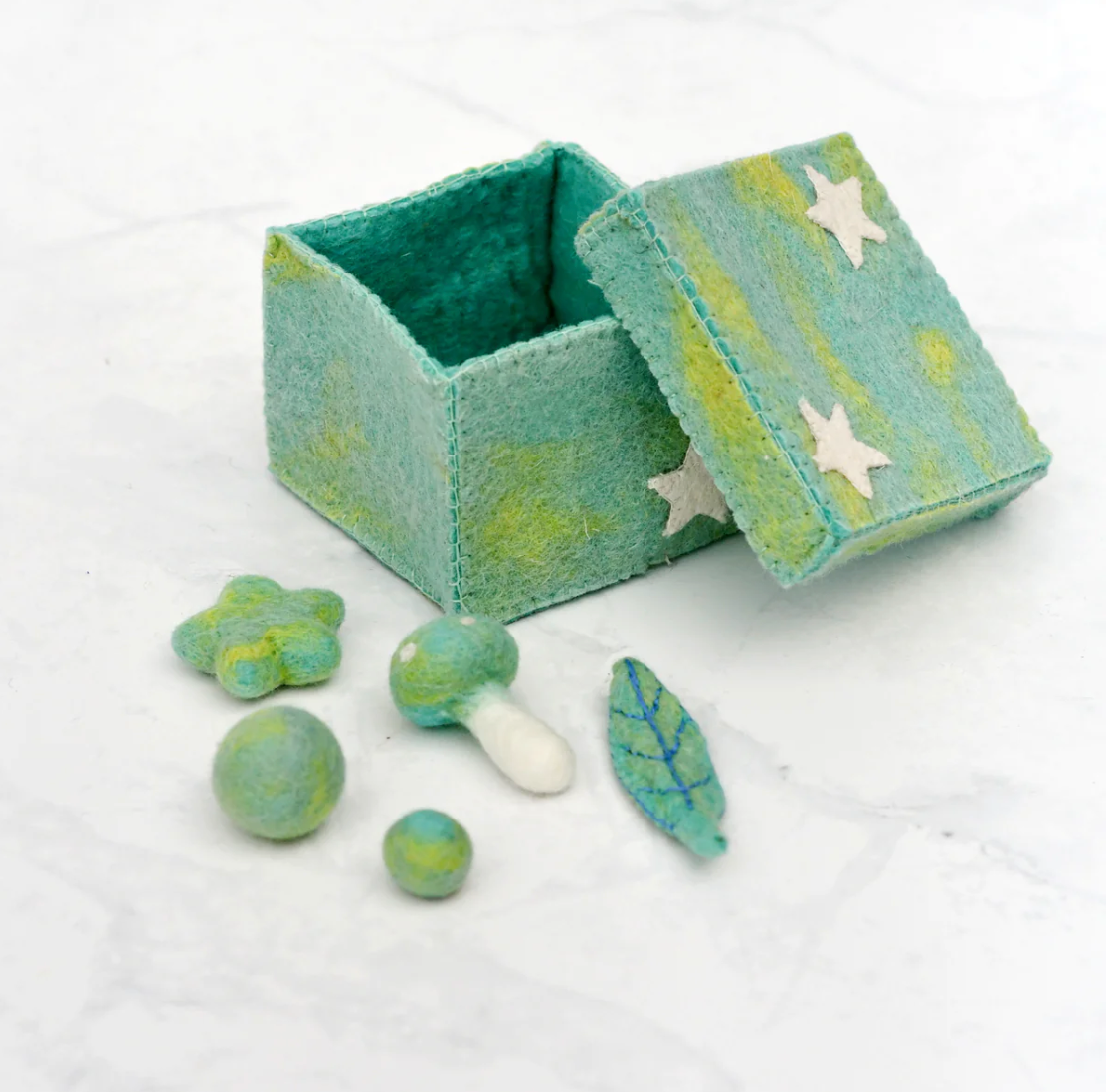 Felt Mint Blue Magic Box With Small Parts