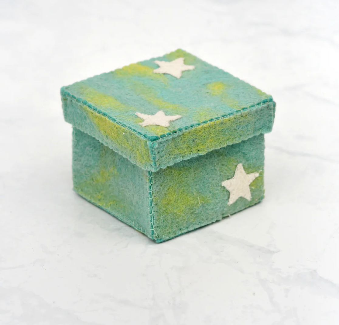 Felt Mint Blue Magic Box With Small Parts