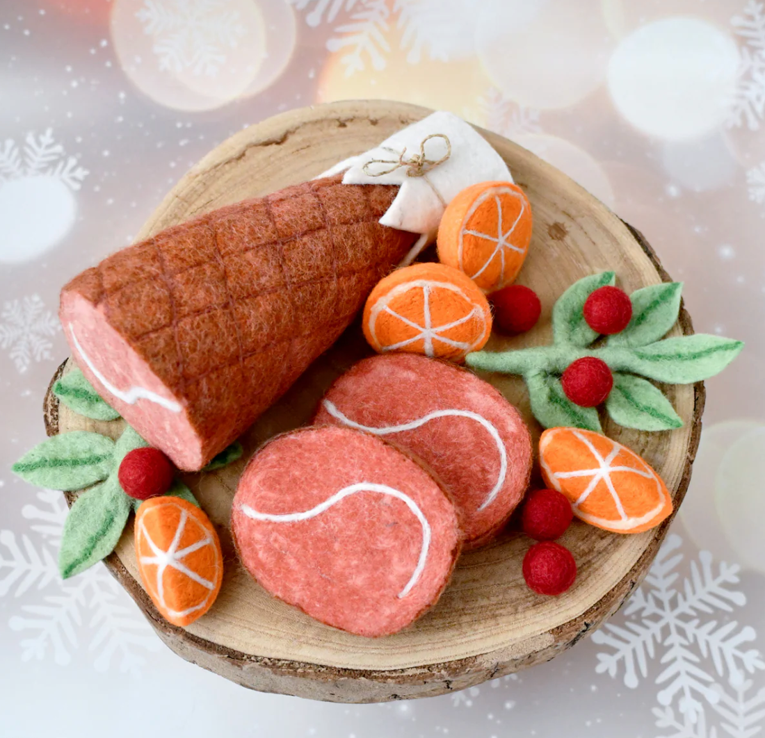 Felt Christmas Ham Feast Play Food Set