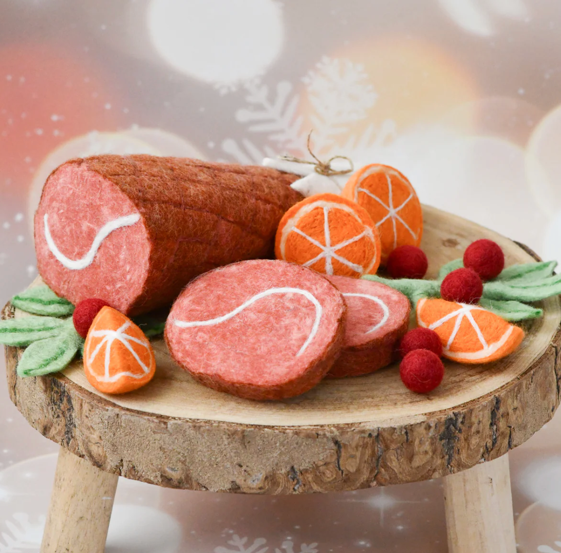 Felt Christmas Ham Feast Play Food Set