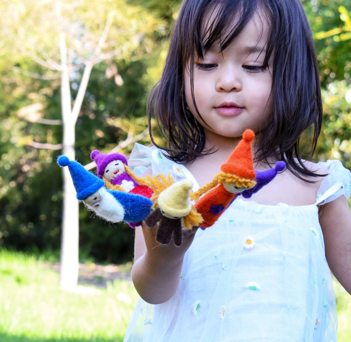 Felt Finger Puppet - Rainbow Fairies &amp; Gnomes Set