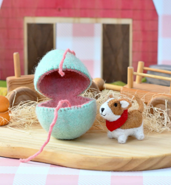 Tara Treasures // Felt Surprise Egg - Corgi Inside