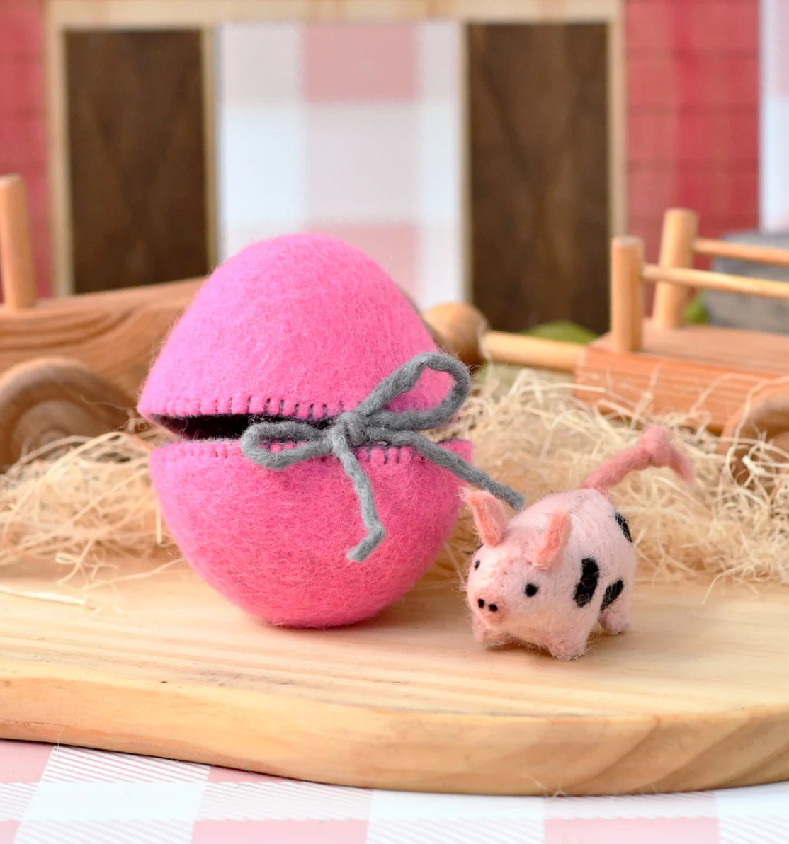 Tara Treasures // Felt Surprise Egg - Spotted Piglet Inside