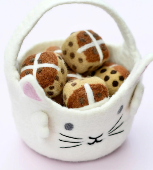 Tara Treasures // Felt Easter Egg Hunt Basket - White Bunny