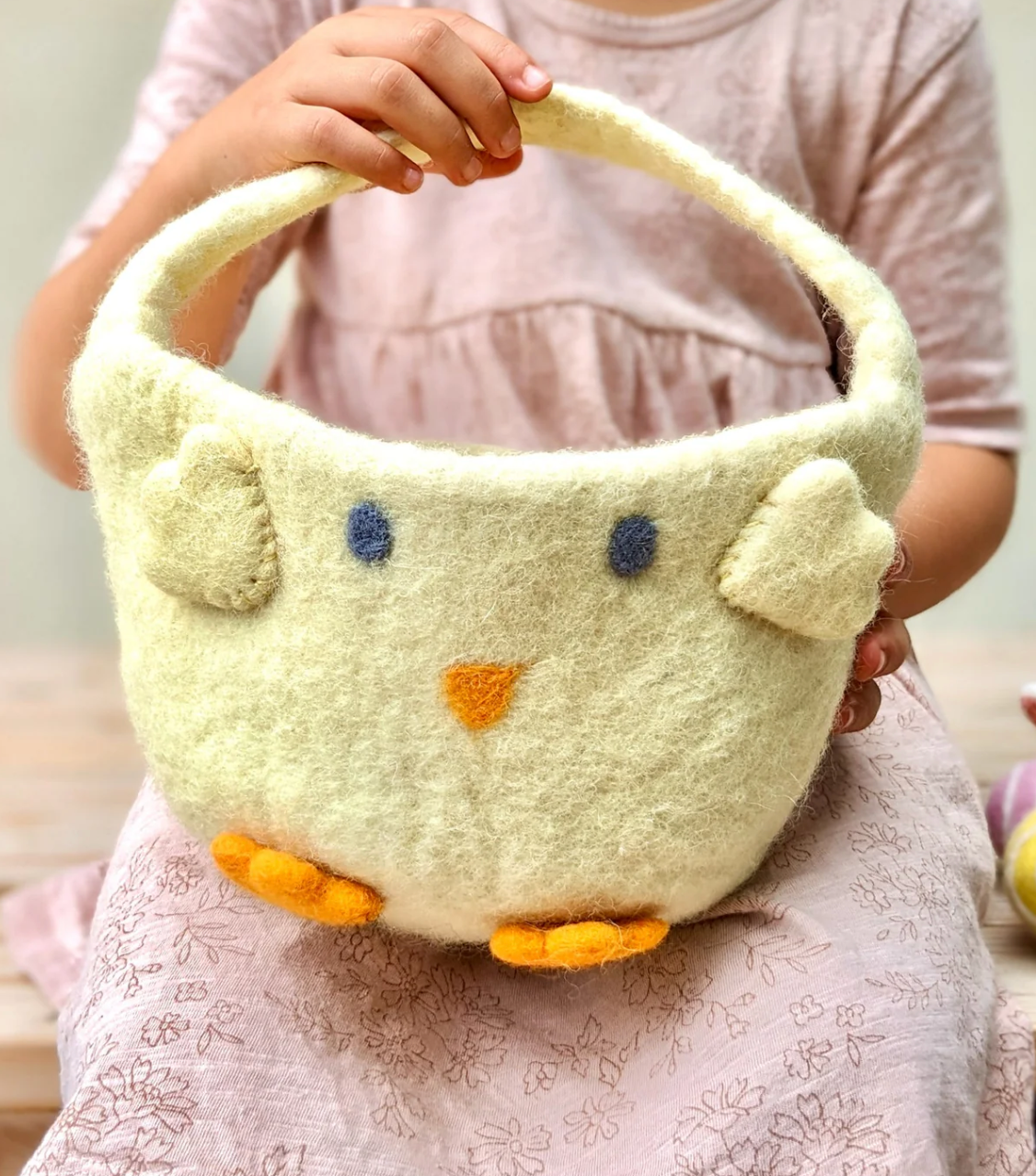 Tara Treasures // Felt Easter Egg Hunt Basket - Yellow Chick