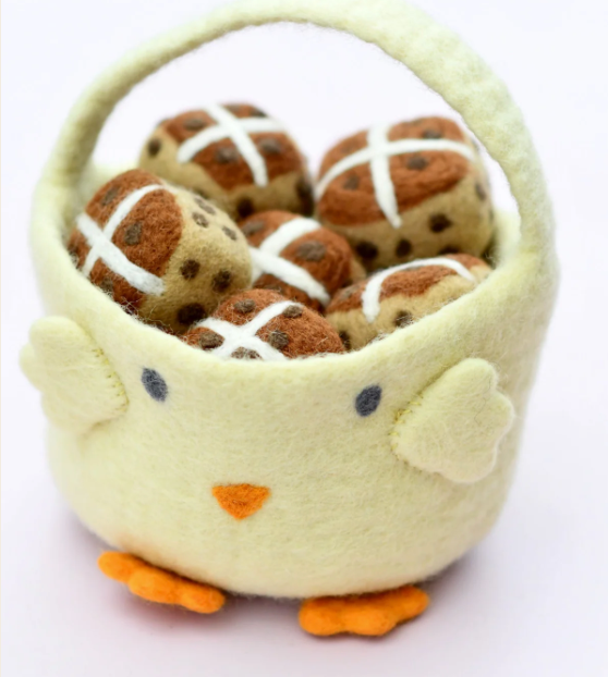 Tara Treasures // Felt Easter Egg Hunt Basket - Yellow Chick