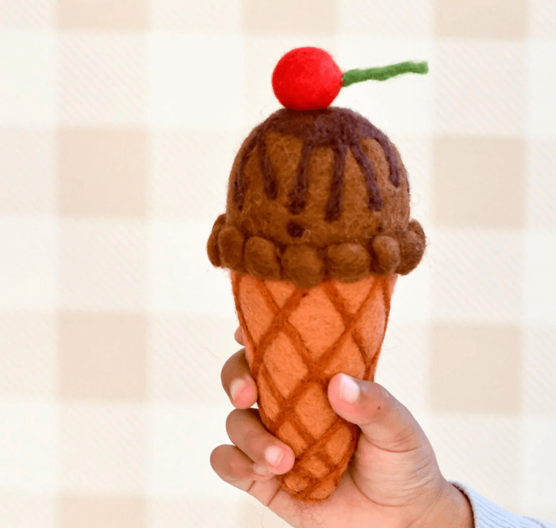 Tara Treasures // Felt Double Chocolate Ice Cream with Cheery