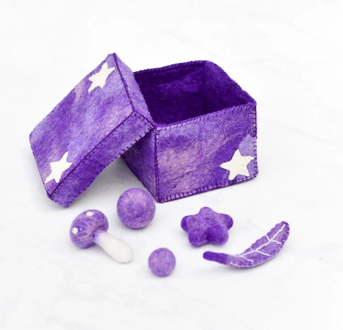 Felt Purple Magic Box With Small Parts