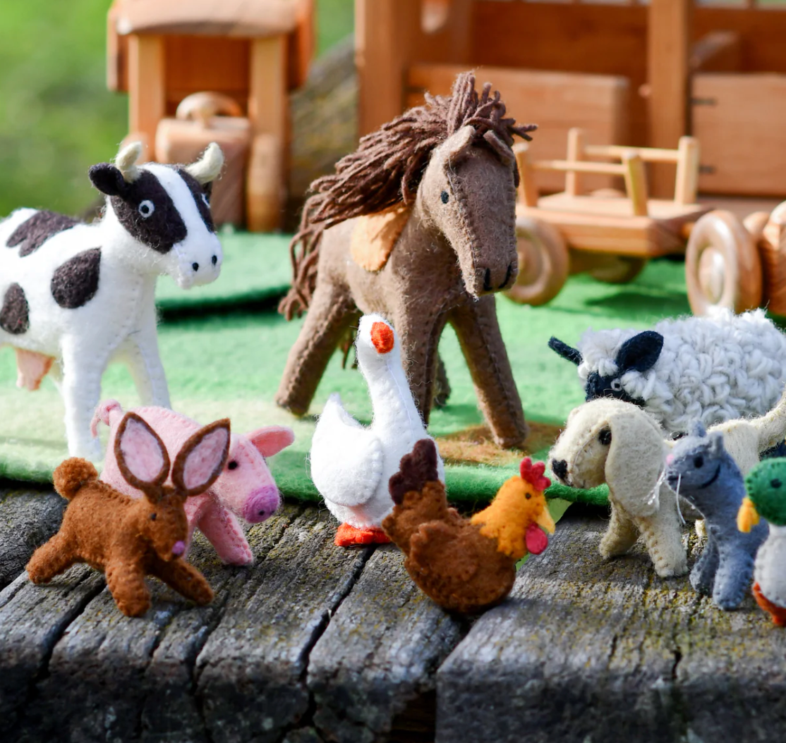 Felt Farm Animal Toys - Set of 10