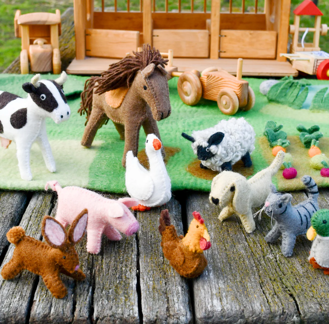 Felt Farm Animal Toys - Set of 10