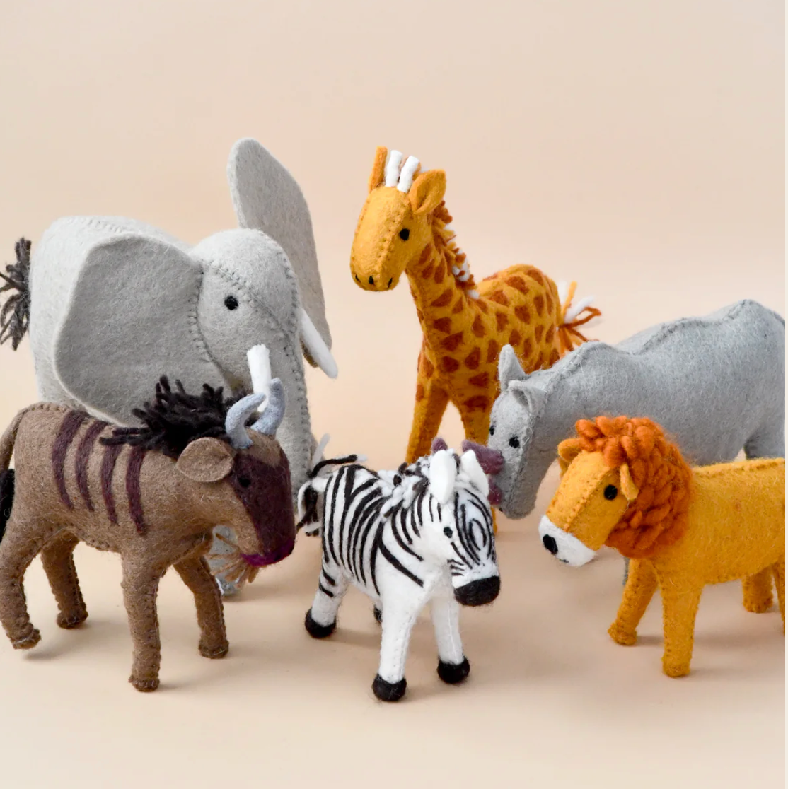 Felt Safari Animal Toys - Set of 6