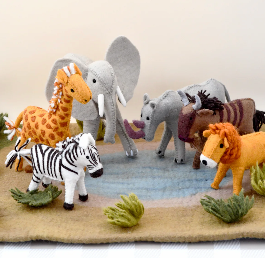 Felt Safari Animal Toys - Set of 6