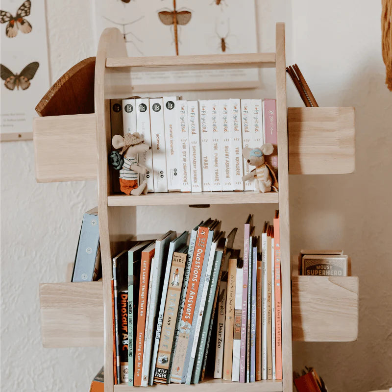 Swivel Bookcase, Rotating Bookshelf, Plywood Storage Suitable for