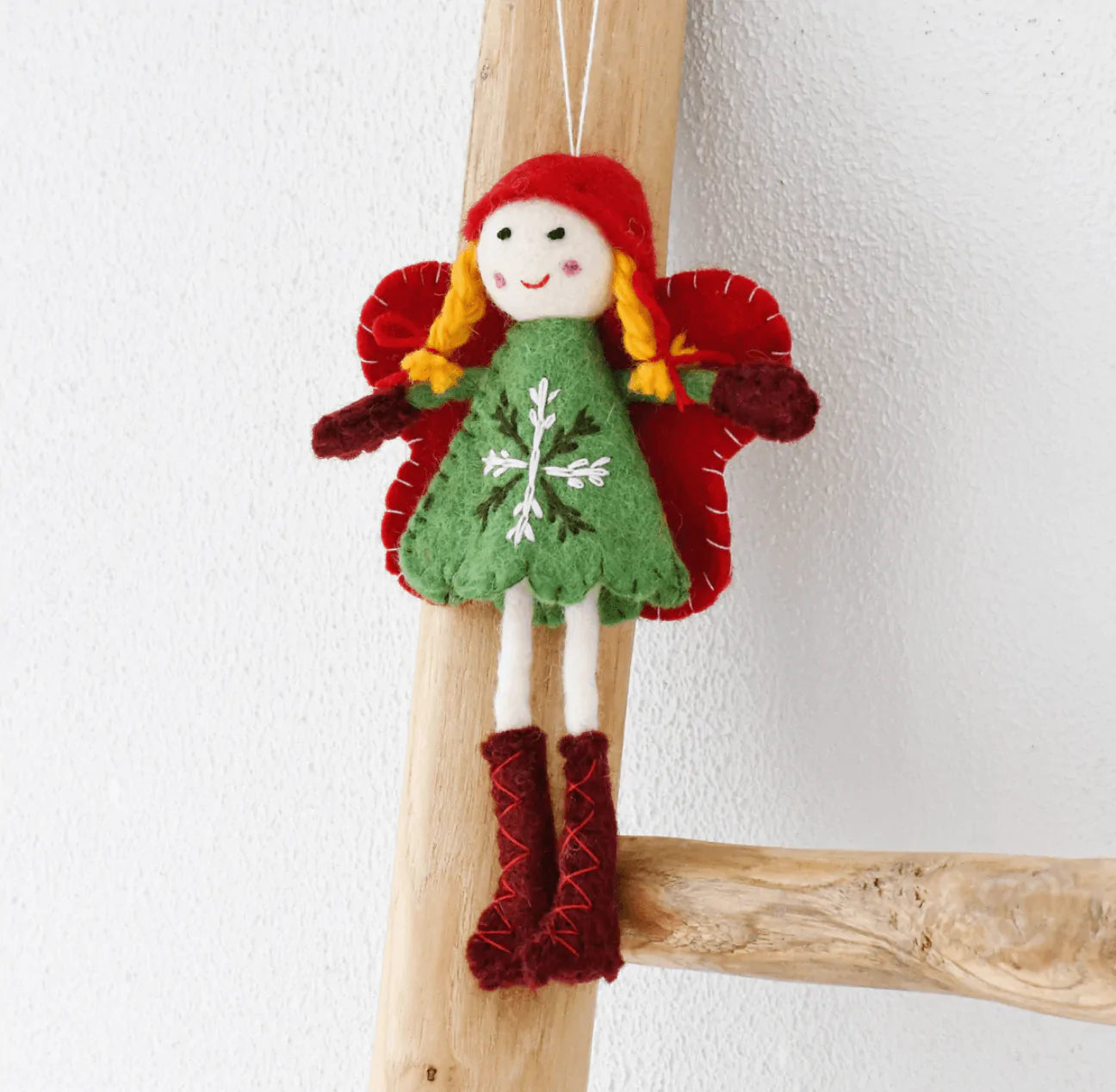 The Woolly Witch - Green butterfly winged tree topper fairy